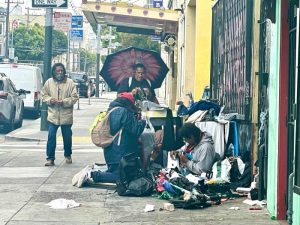 Personas con dependencia de sustancias en las calles de San Francisco. Foto: Diana Montaño.